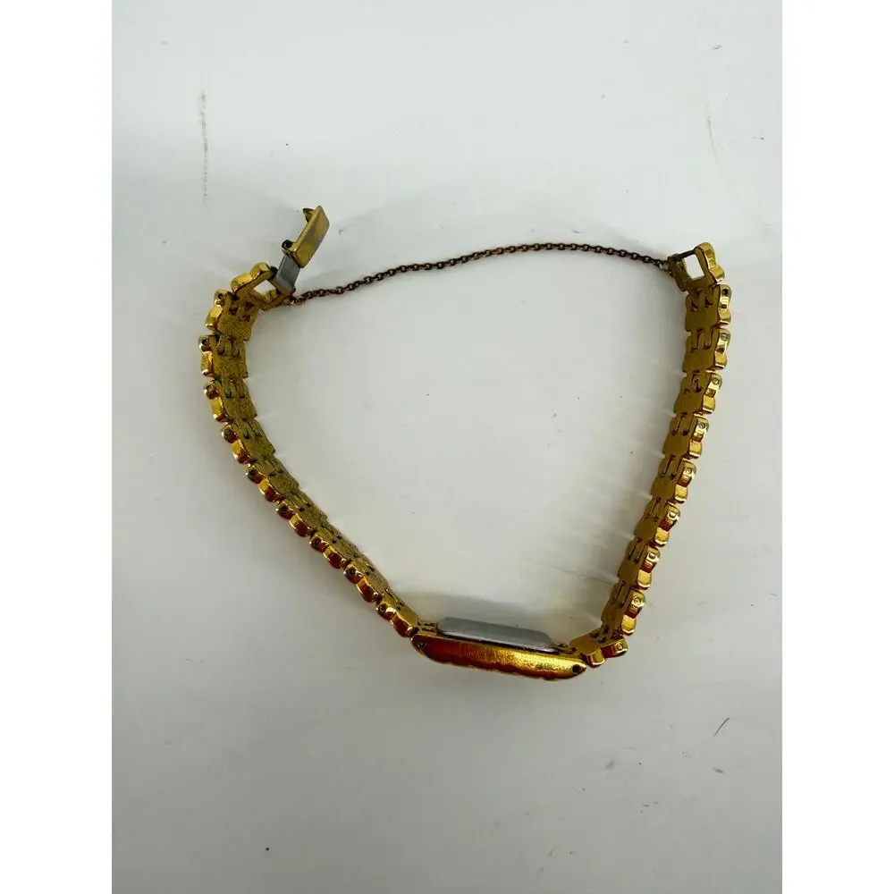 Vintage Pulsar Gold Tone Bracelet Watch Statement Jewelry 5.5 Inch Needs Battery